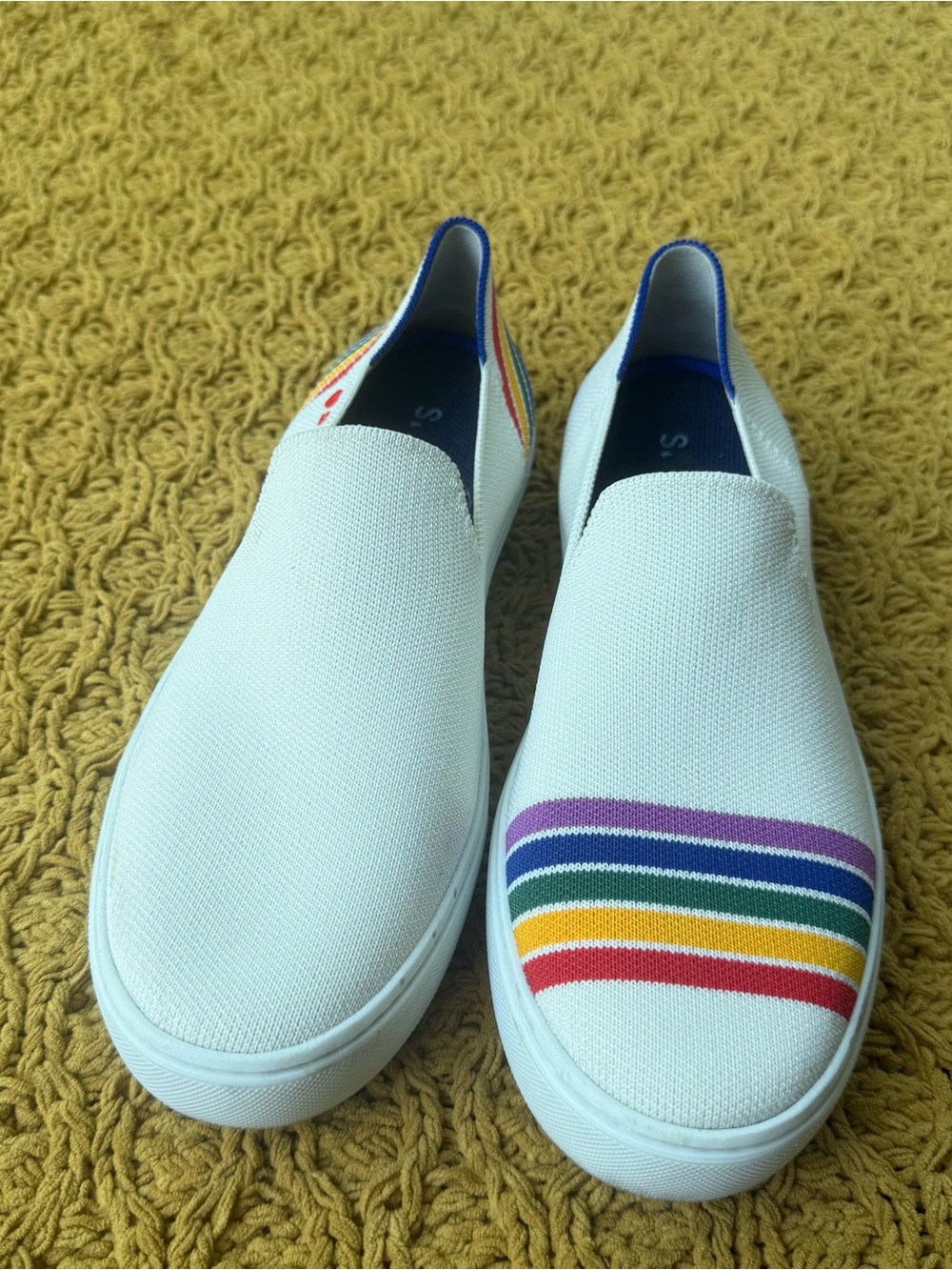 Rothy’s Slip on The Sneaker White Rainbow SF Pride Limited Edition Size 9.5